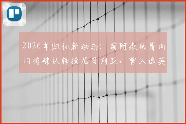2026年归化新动态:前阿森纳青训门将确认转投尼日利亚,曾入选英格兰U18青年队引发关注